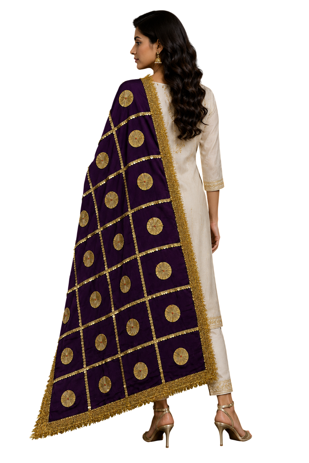 Daman Dupatta in Purple