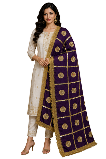 Daman Dupatta in Purple