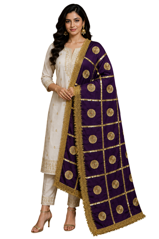 Daman Dupatta in Purple