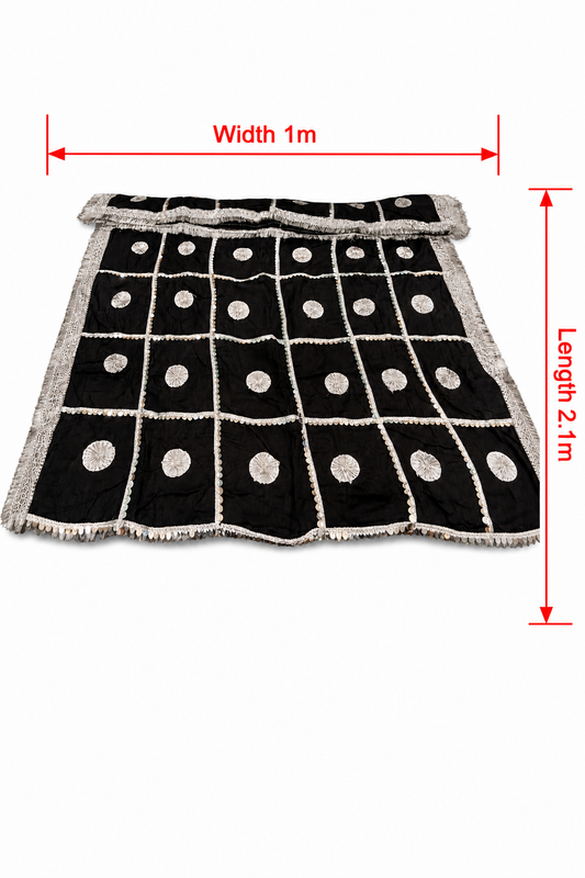 Daman Dupatta in Black with Silver Lace