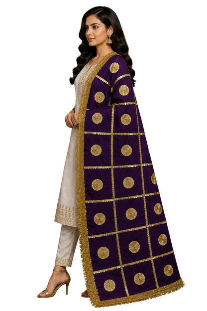 Daman Dupatta in Purple