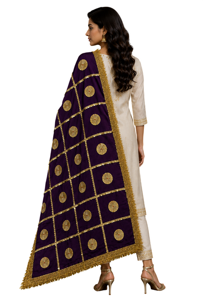Daman Dupatta in Purple